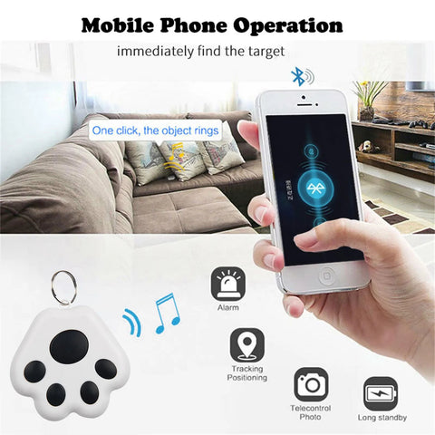 Dog Paw Shape Mini Smart GPS Tracker Keys Finder Locator Bluetooth Anti Lost Alarm Sensor Device Tracker For Kids Pets Luggage