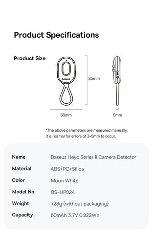 【New】Baseus Camera Detector Intelligent Hidden Camera Signal Detector Rechargeable Hanging Security Alarm Protection Detector