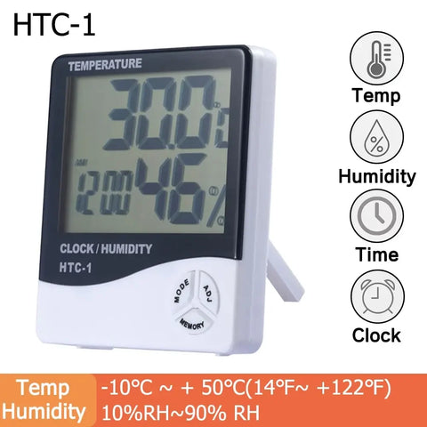 1/2Pcs HTC-1 HTC-2 LCD Electronic Humidity Meter Smart Electric Digital Hygrometer Thermometer Weather Station Clocks Outdoor