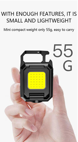 Mini LED Flashlight Keychain Light Double COB Lights USB Rechargeable Work Lights Fishing Lanterna with Magnet Built-in Battery