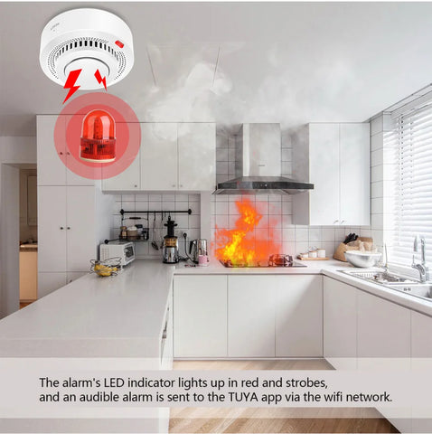 Tuya Smart Zigbee Smoke Detector Smart Home Real-time Monitoring Remote Alarm Notification App Control Works Need Zigbee Hub