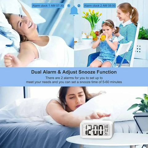 LED Digital Alarm Clock Backlight Snooze Data Time Calendar Desktop Multifunction Electronic Backlight Table Clock