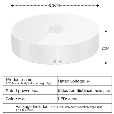 Motion Sensor Night Light Intelligent Body Light Sensor USB Charging Night Lamp Bedroom Use For Kitchen Bathroom Closet