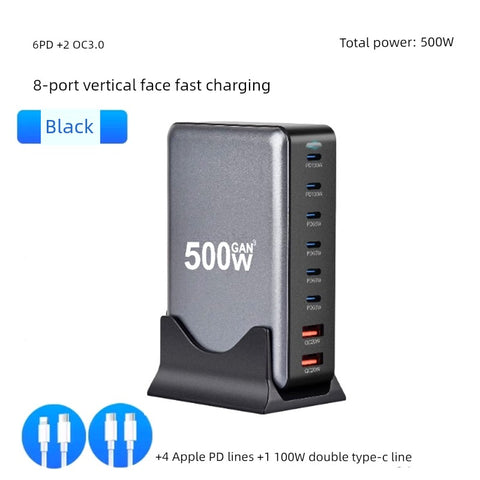 Multi-Port USB Charger Porous Socket Fast Charging Plug for Huawei Xiaomi Interface Multi-Function High-Power Desktop Studio Power Strip Socket Integrated Universal Charging Pile Station Mobile Phone Neutral