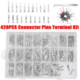 420PCS Car Electrical Connector Pins Wire Terminal Kit, 1/1.5/1.8/2.2/2.8/3.5mm Plug Male Female Crimp Pins Removal Tool