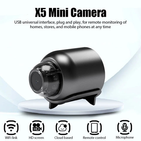 Mini WiFi Camera 1080P HD Night Vision Included Motion Sound Detector in Home Office 120 Degrees Wide Angle Micro Baby Monitor