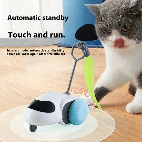 Remote Smart Cat Toys Remote Control Interactive Cat Car Toy USB Charging Automatic Self-moving Teasing Cat Stick Pet Supplies