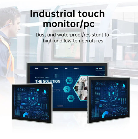 8~21.5 inch Touch Screen IP65 Front Waterproof, All in One Industrial Embedded Panel PC with 10 Point PCAP TouchScreen Monitor