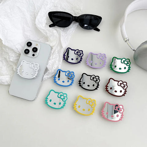 Sanrio Hello Kitty Phone Airbag Holder Mirror Colored Retractable Phone Stander Stretchable Desktop Holder Back Sticker Gifts