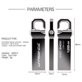 WANSENDA Waterproof USB Flash Drive Metal Pendrive 8GB 16GB 32GB 64GB 128GB Portable USB2.0 Memory Stick Flashdisk