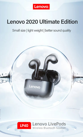 New Lenovo LP40 Earphones TWS Wireless Bluetooth Earbuds Bass Touch Control Stereo Noise Reduction Long Standby Original Choice