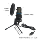 USB Microphone RGB Microfone Condensador Wire Gaming Mic for Podcast Recording Studio Streaming Laptop Desktop PC