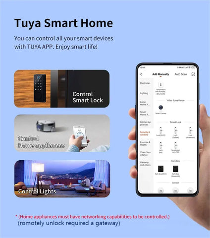 Digital Electronic Door Lock with Smart Fingerprint Password Rfid Card, Tuya Deadbolt Keyless Entry, Digital Biometric Locks