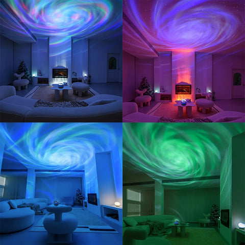 LED Starry Galaxy Projector Light RGB Smart Remote Control Star Aurora Lamp KTV USB Powered Auto Rotating for Home Bedroom Decor