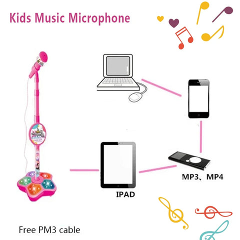 Kids Microphone with Stand Karaoke Song Machine Music Instrument Toys Brain-Training Educational Toys Birthday Gift for Girl Boy