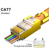 CAT5E/6/7,Rj45 shielded through connector module straight plug,UTP 3/50μgold plated 8P8C, Ethernet LAN cable crimp terminal