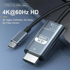 4K 60Hz NO Delay HD Video Conversion Cable Type c To HDMI-Compatible Screen TV Computer 2 Meters Screen Projection Alloy Cable