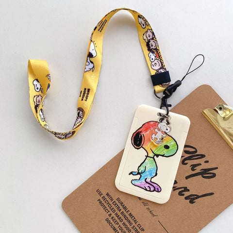 Anime Snoopy Student Campus Card Cover Document Id Bus Bank Access Control Card Case Accessory Hanging Rope Cute Children Gifts