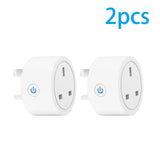 20A Tuya Smart Socket WiFi UK Plug 3pin Adapter Home Alexa Voice Control With Energy Monitering Timer Function Power Outlet Set