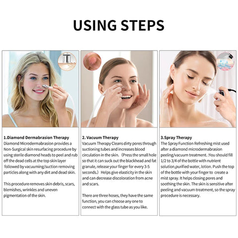 Diamond Microdermabrasion Beauty Machine Vacuum Suction Spray Moisten Exfoliate Skin Peeling Anti Aging Facial Skincare Tool