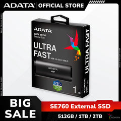 ADATA PSSD SE760 External Solid State Drive USB 3.2 Gen 2 Type-C Portable Hard Drive 512GB 1TB 2TB Up to 1000Mb/s Hard Disk SSD