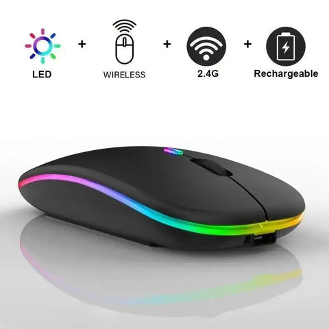 Wireless Mouse Gaming Mouse Backlight USB Compatible RGB Rechargeable Mice Silent Backlit Ergonomic Gaming Mouse for Laptop PC