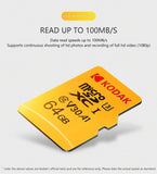 KODAK Micro SD Card Driving Recorder 64GB Memory Card For Mobile Phone PC Earphone Speaker HD Camera