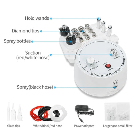 Diamond Microdermabrasion Beauty Machine Vacuum Suction Spray Moisten Exfoliate Skin Peeling Anti Aging Facial Skincare Tool