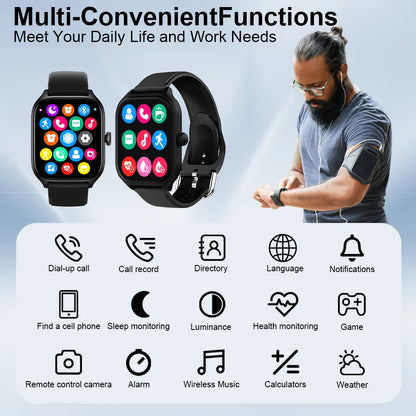 LAXASFIT New Smart Watch 2.01 inch HD Display Bluetooth Voice Call Heart Rate Monitor Multi Sport Mode Smartwatch Gift Men Women