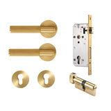 Dooroom Brass Door Lever Set Knurled Privacy Passage Dummy Thumbturn Lock Handle Set Knurled Hardware