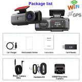 Dual Lens Dash Cam for Cars 4K Car Dvr with 1080P Rear View Cam Video Recorder GPS WIFI Car Camera Night Vision Parking Monitor