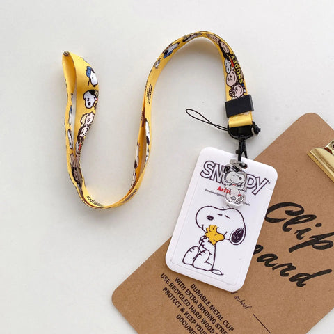 Anime Snoopy Student Campus Card Cover Document Id Bus Bank Access Control Card Case Accessory Hanging Rope Cute Children Gifts