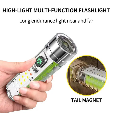 USB C Rechargeable LED Flashlight LED MINI Keychain Light with Tail Magnet Uv Light Multifunction Portable Torch Camping Lights