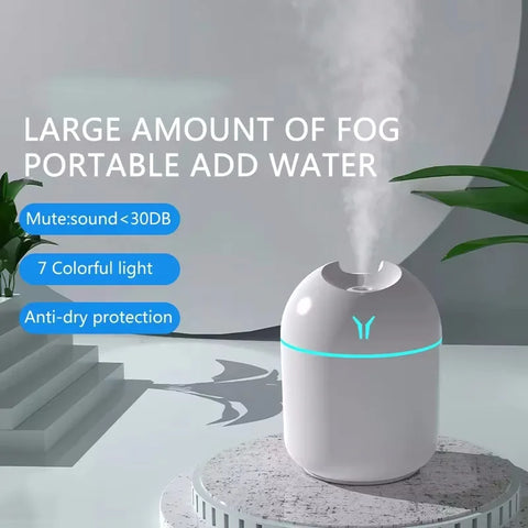 Mini humidifier USB home desktop small mute humidifier aromatherapy air humidifier with LED night light 250ML