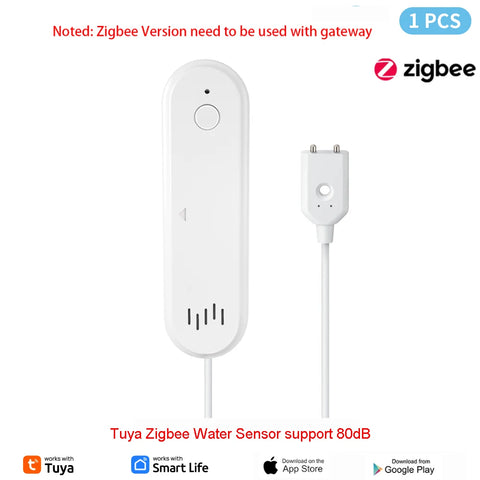 WiFi or Zigbee Water Leak Sensor Tuya Alarm Flood Leak Detector Smart Home Life APP Water Alert Overflow Alarm Security System