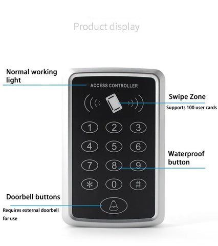 125KHz RFID Access Control Keypad EM Card Reader Support 1000 Users Door Access Control System Door Lock Opener Keyboard System