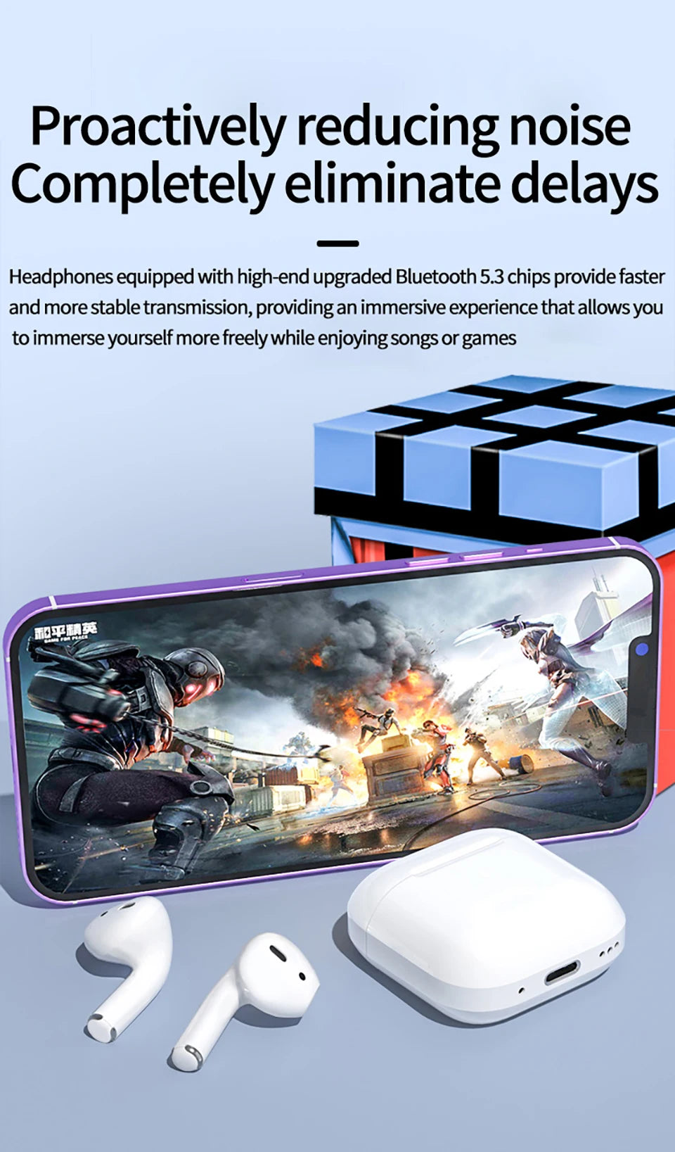 AP05 True Wireless Earphone Buds5 HIFI Stereo Sound Bluetooth5.3 Headphone Sport Earbud With Mic For XIAOMI With Translation APP