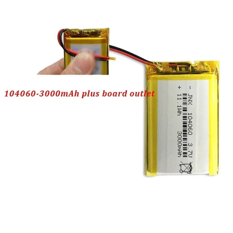 Lipo 104060 3000mAh 3.7V Polymer Lithium Battery for Humidifiers Gps Navigation Devices Smart Wearable Locator Bluetooth Speaker