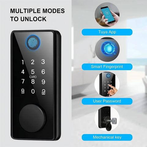 SmarDeer Electronic Door Lock Tuya Bluetooth Lock with Deadbolt Fingerprint Lock Keyless Entry