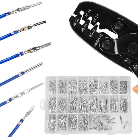 420PCS Car Electrical Connector Pins Wire Terminal Kit, 1/1.5/1.8/2.2/2.8/3.5mm Plug Male Female Crimp Pins Removal Tool