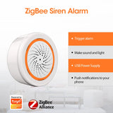 Coolcam Tuya Zigbee Smart Siren Alarm For Home Security with Strobe Alerts Support USB Cable Power UP Works With TUYA Smart Hub