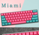 61 Key Set PBT Keycaps Ansi 60% Computer Gamer Mechanical Keyboard Cap Backlight OEM Miami DOLCH GK61 SK61 Anne pro 2 RK61 K617