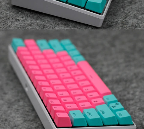 61 Key Set PBT Keycaps Ansi 60% Computer Gamer Mechanical Keyboard Cap Backlight OEM Miami DOLCH GK61 SK61 Anne pro 2 RK61 K617