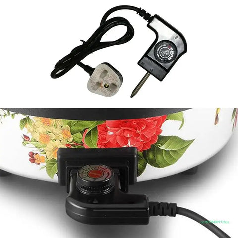 Electric Baking Pan Thermostat Control Cord US/UK/EU/CN Plug Power Cable Replacement with Automatic Regulator Durable