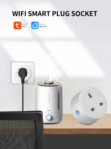 20A Tuya Smart Socket WiFi UK Plug 3pin Adapter Home Alexa Voice Control With Energy Monitering Timer Function Power Outlet Set