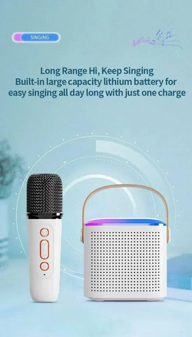 VIKEFON Mini Karaoke Machine LED Portable Bluetooth Speaker Suitable For Birthday Family Parties For Girls And Boys Microphone