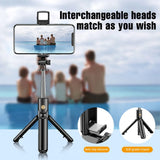 Wireless Selfie Stick Tripod Stand with Light Bluetooth Remote Extendable Tripod for iPhone Mobile Phone Tiktok Live Streaming