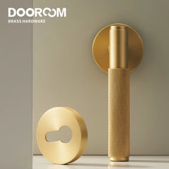 Dooroom Brass Door Lever Set Knurled Privacy Passage Dummy Thumbturn Lock Handle Set Knurled Hardware