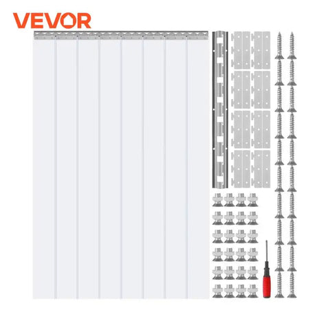 VEVOR Clear Vision PVC Strip Door Curtain Windproof Sliding Window Installation Screens for Walk in Freezers Coolers Warehouse