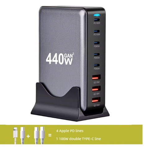 Multi-Port USB Charger Porous Socket Fast Charging Plug for Huawei Xiaomi Interface Multi-Function High-Power Desktop Studio Power Strip Socket Integrated Universal Charging Pile Station Mobile Phone Neutral